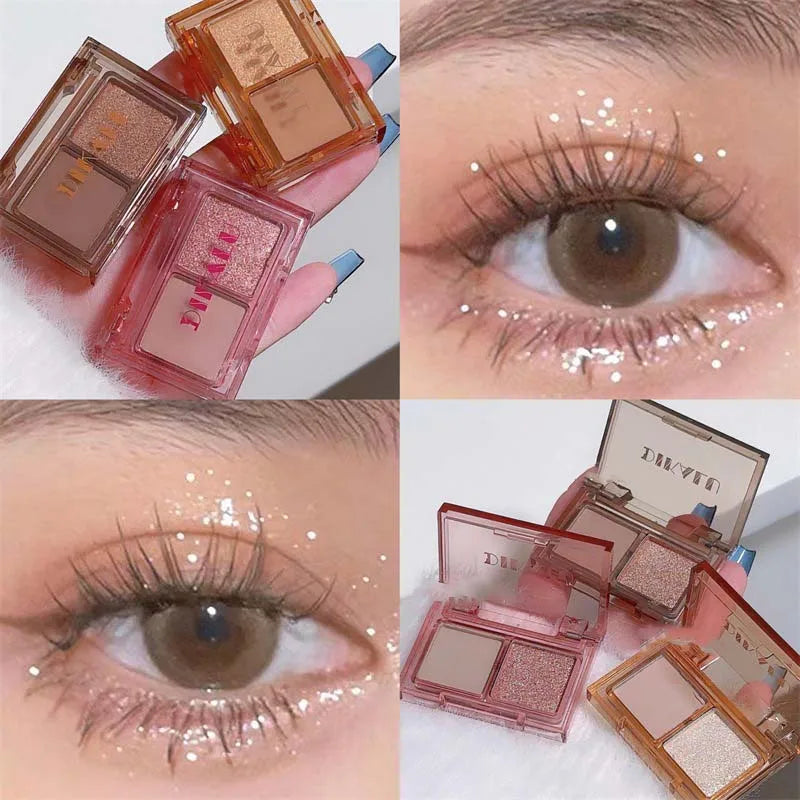 Two-color Eyeshadow Palette Lasting Easy To Color Matte Red Black Eye Shadow Fashion Korean Shiny Eyes Makeup Pigments Cosmetics