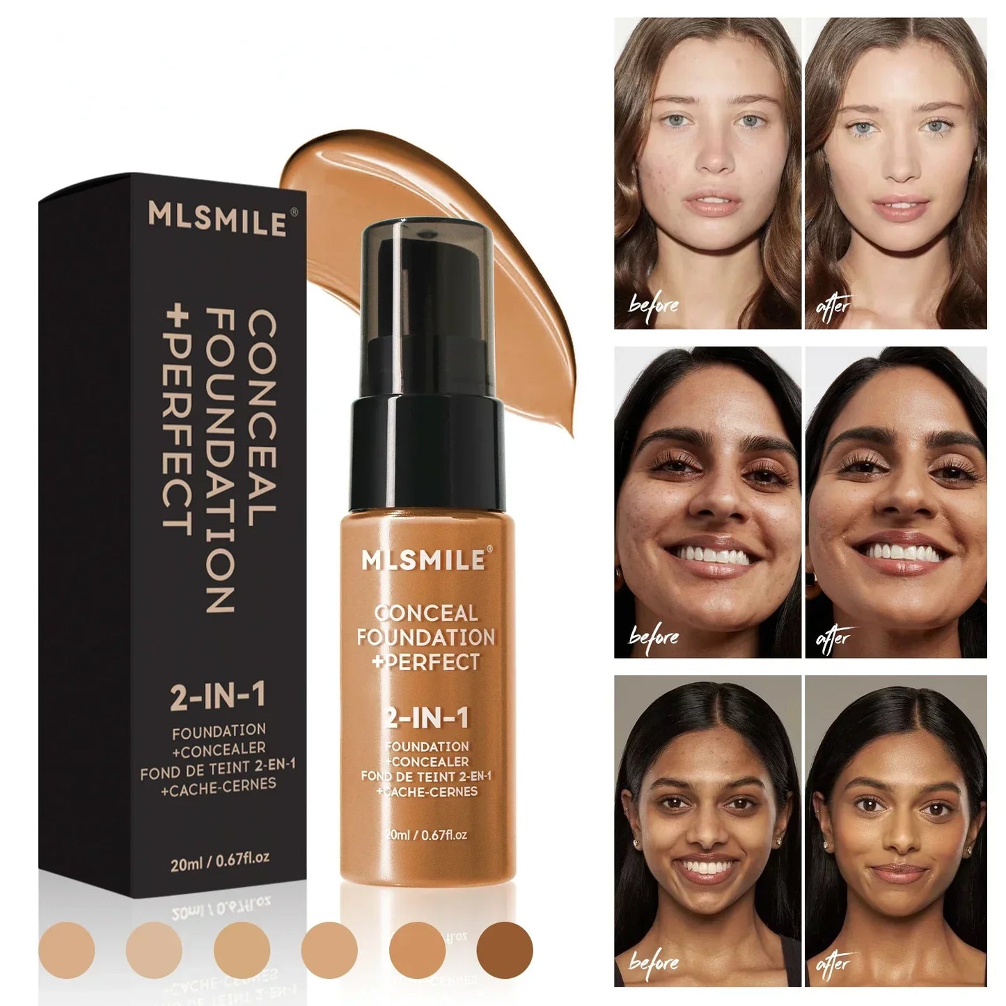 Face Foundation Cream Oil-Control Matte BBCream Waterproof Lasting Concealer Liquid Full Coverage Matte Base Professional Makeup