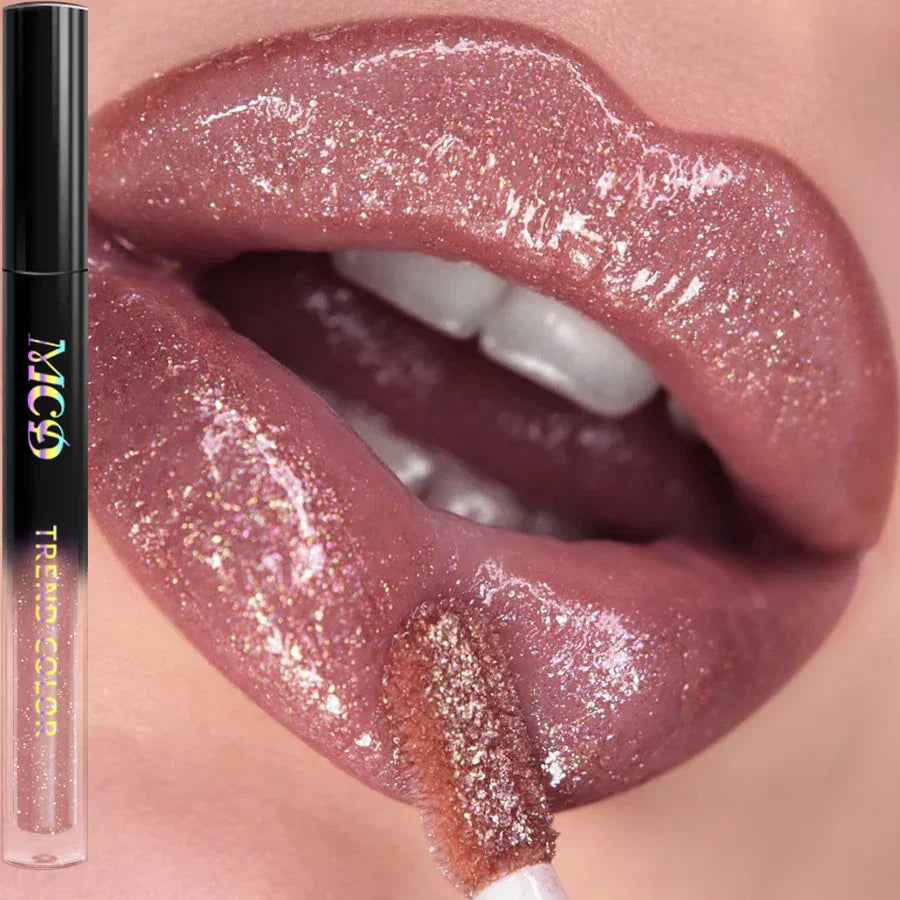 Glitter Lip Glaze Long Lasting Waterproof Liquid Lipstick Dewy Finish Lip Oil Lip Tint makeup Pearl lip gloss Sexy Cosmetics